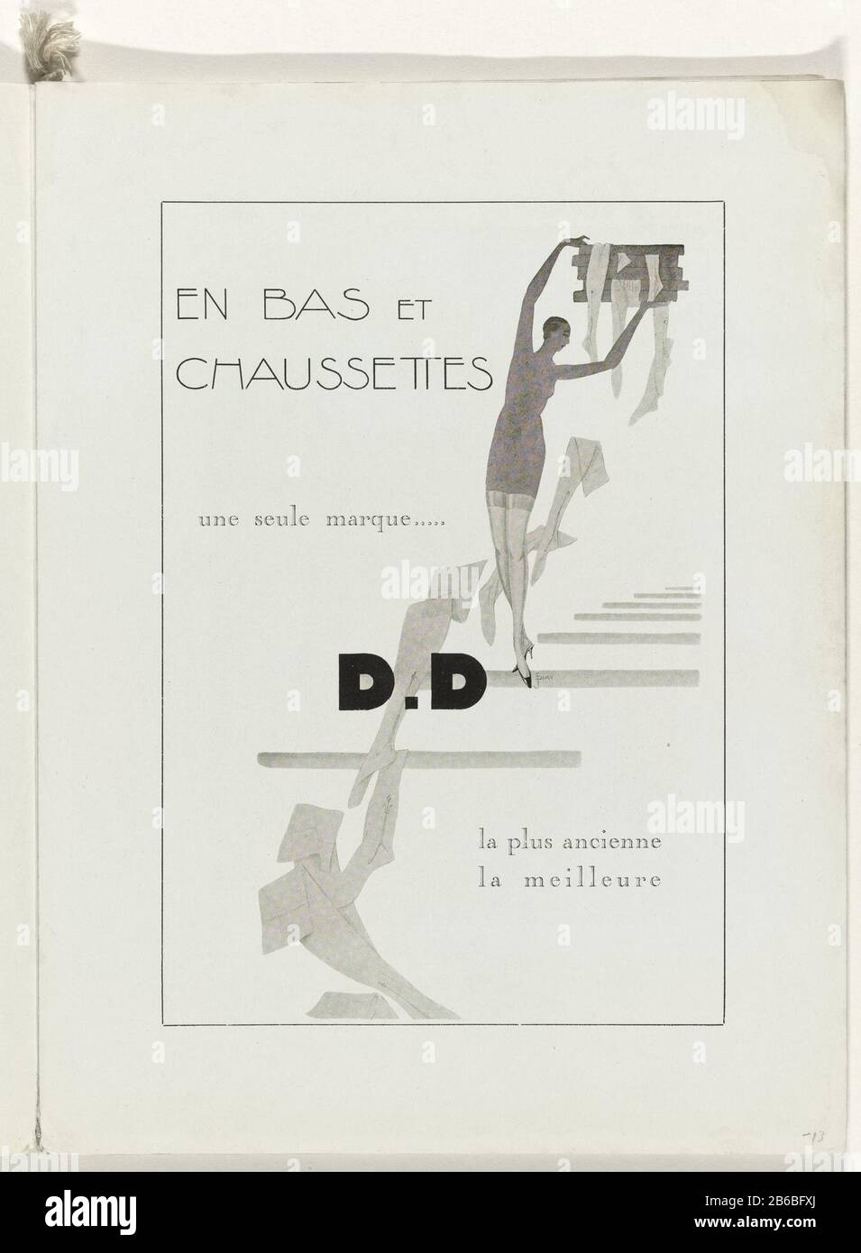 Annuncio per calze D. D. pagina della rivista di moda Art-Gout-Beauté  (1920-1933) . Produttore : disegno di J. Dory (edificio elencato)  stampatore: Editore anonimo Charles Goy datazione: 1928 caratteristiche  Fisiche: Materiale di