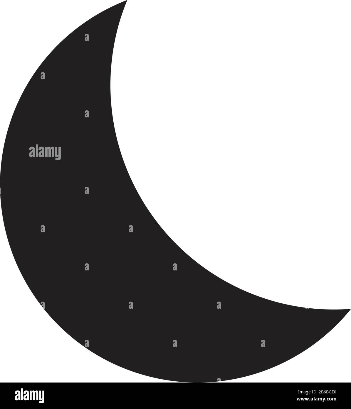 Crescent moon, sera o notte line art per applicazioni e siti web. Modalità Notturna. Illustrazione del vettore di stock isolata su sfondo bianco. Illustrazione Vettoriale