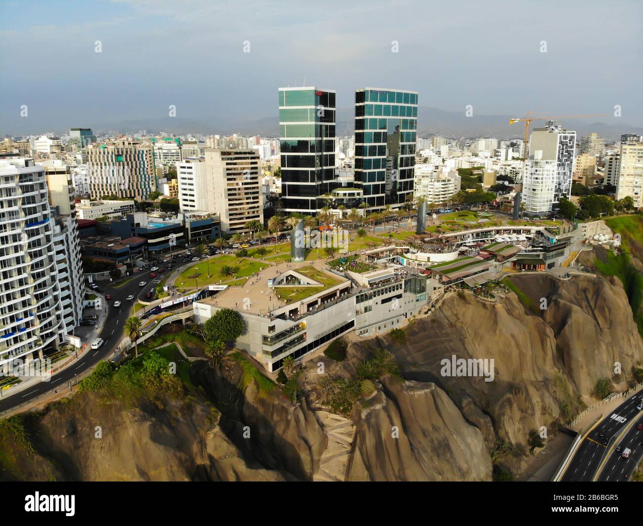Foto del drone dalla Costa Verde a Lima Perù Foto Stock