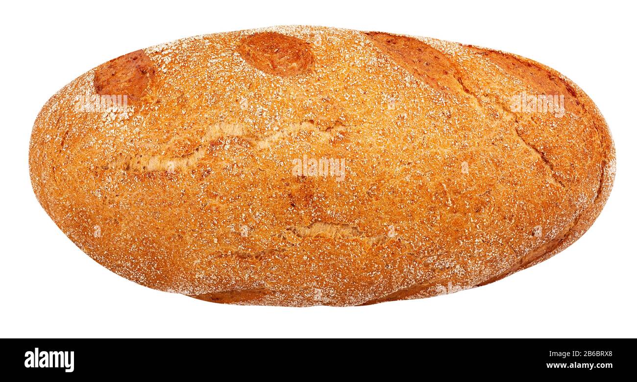 percorso del pane marrone isolato sulla vista dall'alto bianca Foto Stock