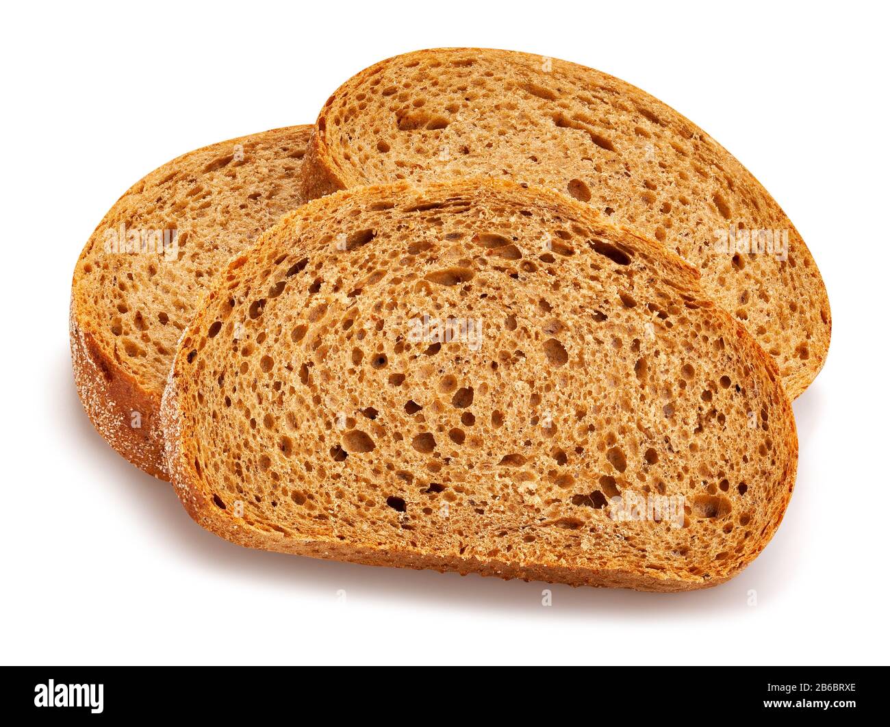 pane marrone a fette isolato su bianco Foto Stock