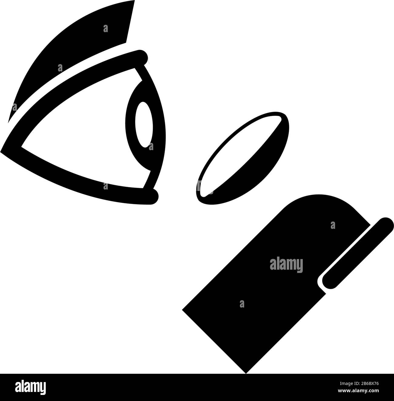 Come Indossare Gli Obiettivi A Contatto. Illustrazione Dell'Icona Vettore Piatto. Semplice simbolo nero su sfondo bianco. Come Mettere Su lenti a contatto firma modello templat Illustrazione Vettoriale