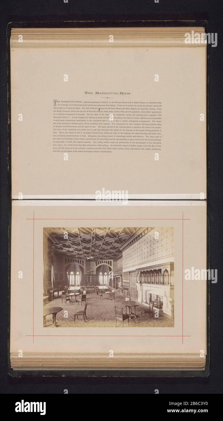 Sala banchetti nel Municipio di Manchester Sala banchetti nel Municipio di Manchester Property Type: Photo page Item number: RP-F 2001-7-436-12 Iscrizioni / marchi: Title opposite picture, printed: 'The Banqueting-Room' Manufacturer : photographer: J . McLeod (proprietà quotata) Fabbricazione Di Posti: Manchester municipio Data: 1877 Materiale: Carta Tecnica: Albumen stampa dimensioni: Foto: H 162 mm × W 214 mm Oggetto: Townhall interior  rappresentazione di un edificio celebrazione pasto, festa, banchetto dove: Manchester municipio Foto Stock