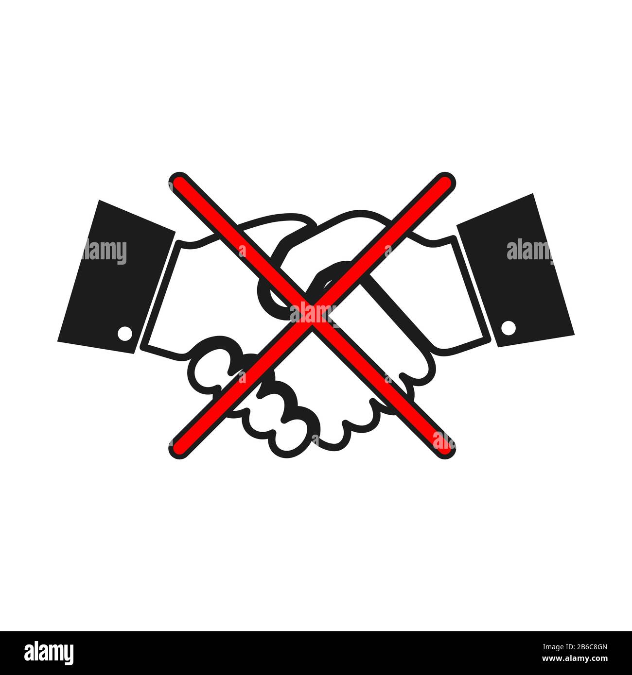 Firma vettore non consentita per handshake. Nessun segno di collaborazione su sfondo bianco. Nessuna icona di gestione isolata Illustrazione Vettoriale