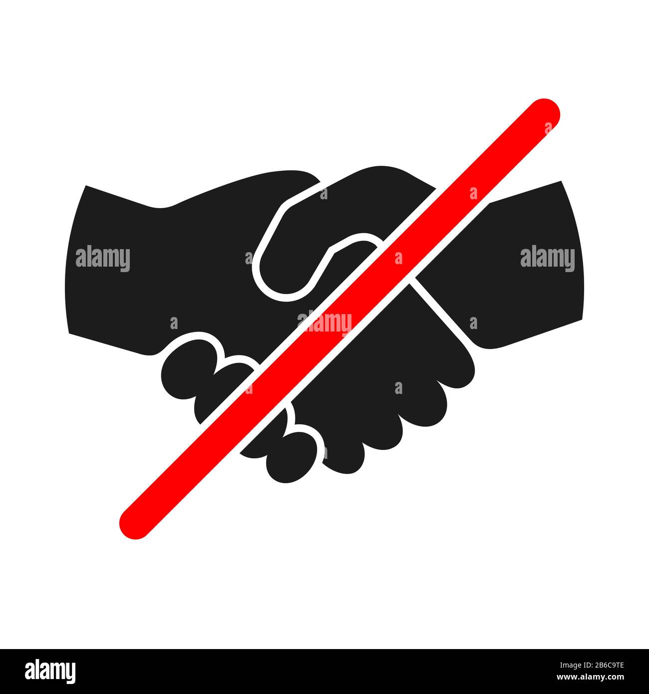 Firma vettore non consentita per handshake. Nessun segno di collaborazione su sfondo bianco. Nessuna icona di gestione isolata Illustrazione Vettoriale