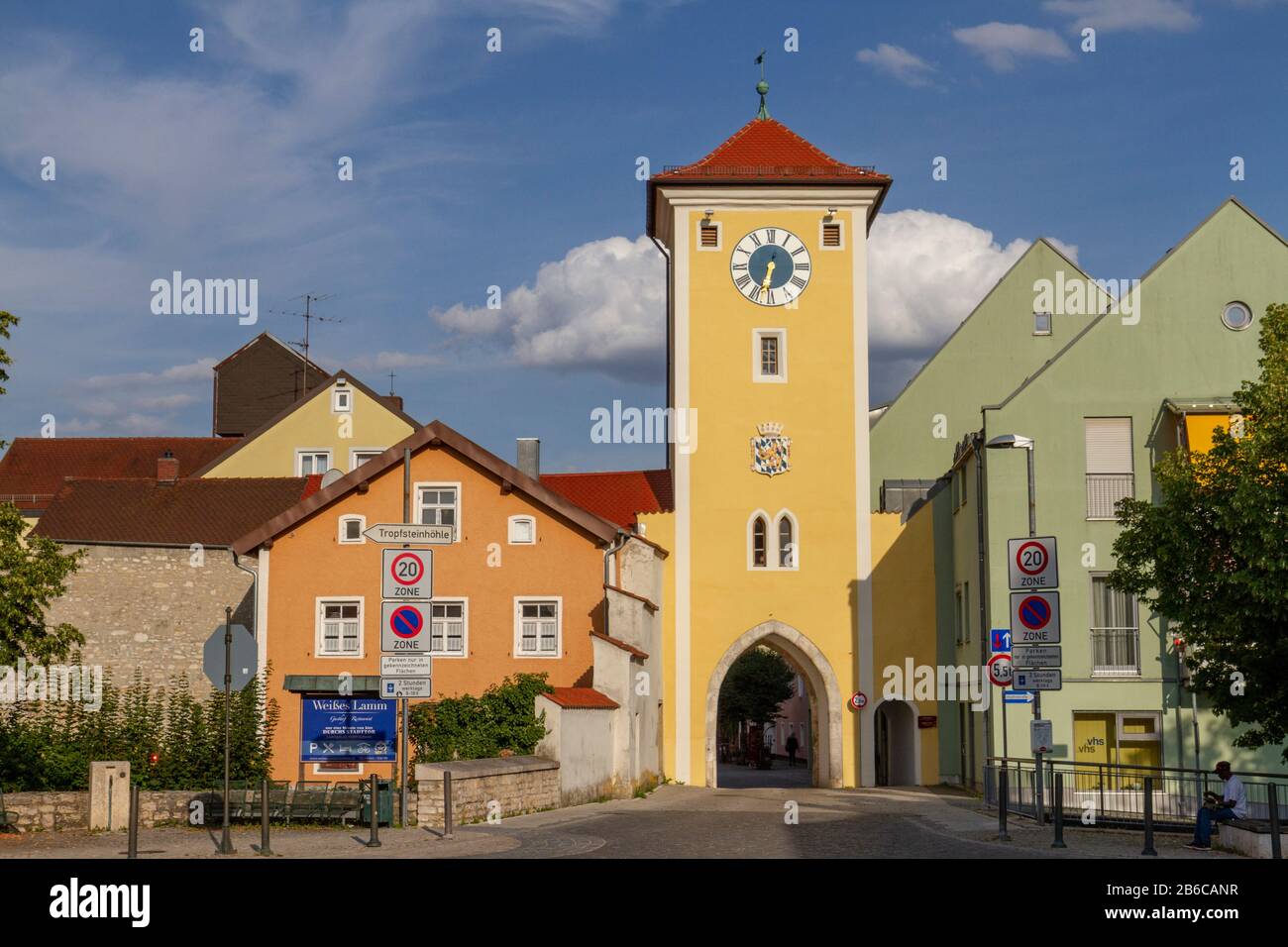 Mittertor (porta centrale) a Kelheim, Baviera, Germania. Foto Stock