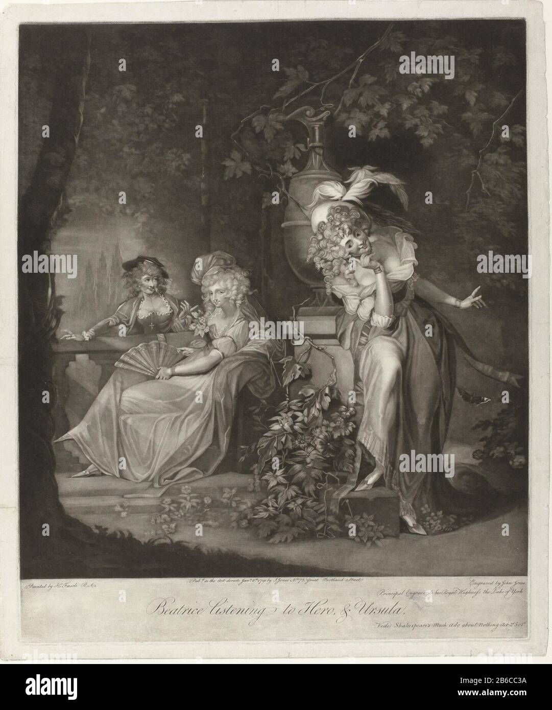 Beatrice ha ascoltato una conversazione su Hero e Ursula Beatrice ha ascoltato una conversazione su Hero e Ursula Object Type: Picture Item Number: RP-P-1975-133 Manufacturer : printmaker John Jones to painting by Johann Heinrich Füssliuitgever: John Jones Datato: 1755 - 1797 caratteristiche Fisiche: Mezzotint materiale: Paper tecnica: Mezzotint Subject Beatrice Foto Stock