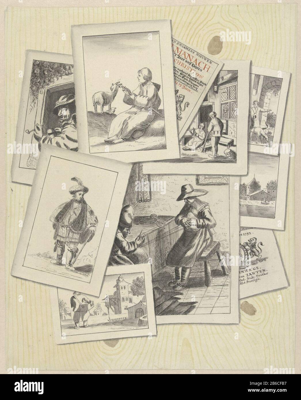 Bedriegertje con molte stampe Bedriegertje con molti tipi di oggetto di stampa: Numero Di Oggetto disegno: RP-T 1918-502 Produttore : artista: Anonimo Data: 1700 - 1800 caratteristiche Fisiche: Penna in inchiostro nero, pennello e grigio matita materiale: Carta inchiostro matita Tecnica: Penna / penna Oggetto 'trompe l'oeil'print, ad esempio: mappe engra, etching, litografie di paesi o regioni separati Foto Stock