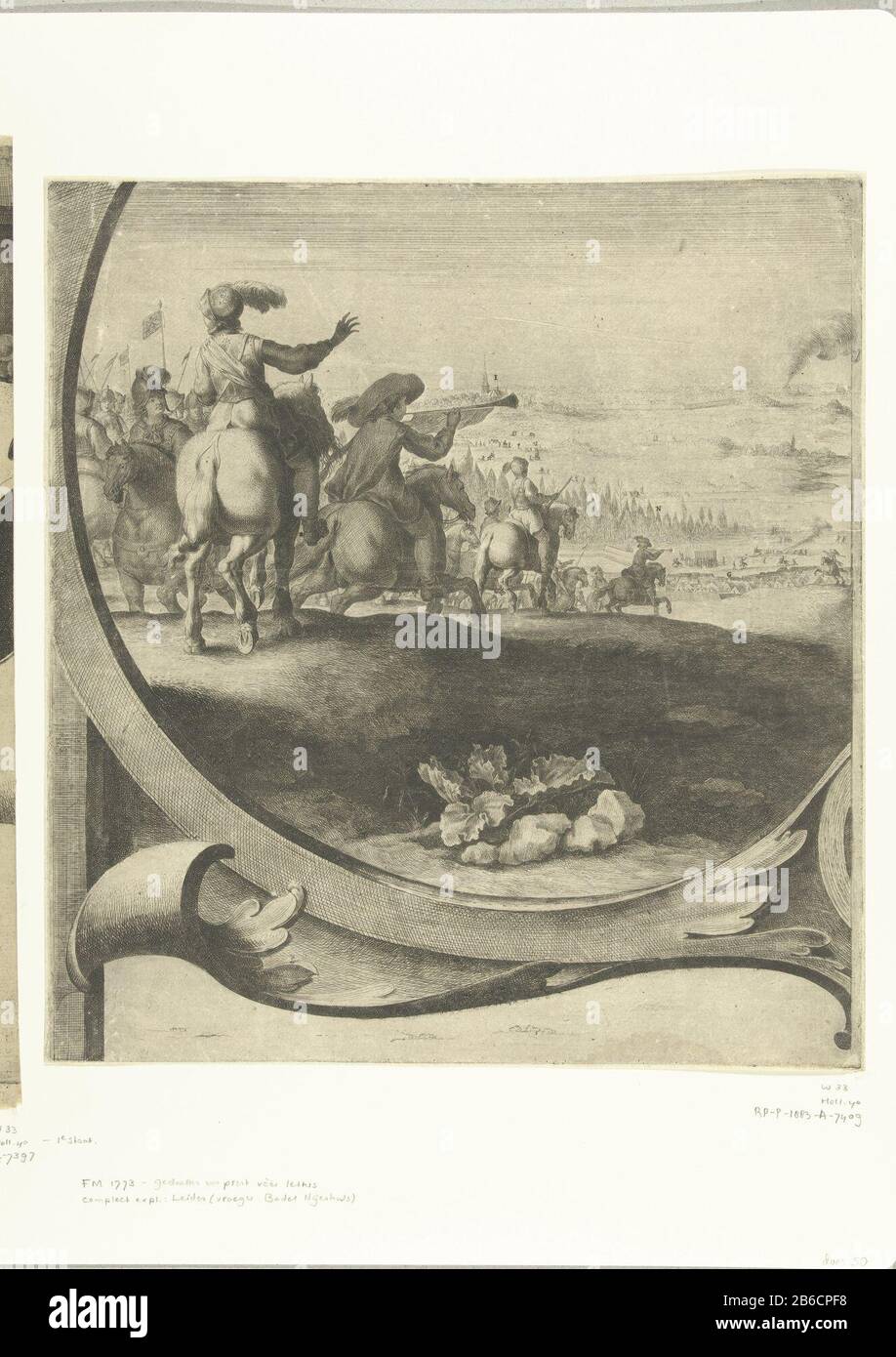 Assedio di Breda (piloti di lamiera), 1637 Assedio di Breda (foglie con piloti) 1637 Oggetto tipo : immagine numero articolo: RP-P-1883-A-7409Catalogusreferentie: FMH 1773Hollstein olandese 40Opmerking: Precede la lettera descrizione: L'assedio e conquista di Breda da parte dell'esercito degli Stati sotto Federico Enrico, 23 luglio - ottobre 1637 giornale di cavalieri e trombettieri. Parte di un set composto da sei piastre e due tekstbladen. Produttore : printmaker Jan Gerritsz. Van Bronckhorst to own design: Jan Gerritsz. Van Bronckhorst Place produzione: Northern Netherlands Data: 1637 caratteristiche Fisiche: Etching Mater Foto Stock