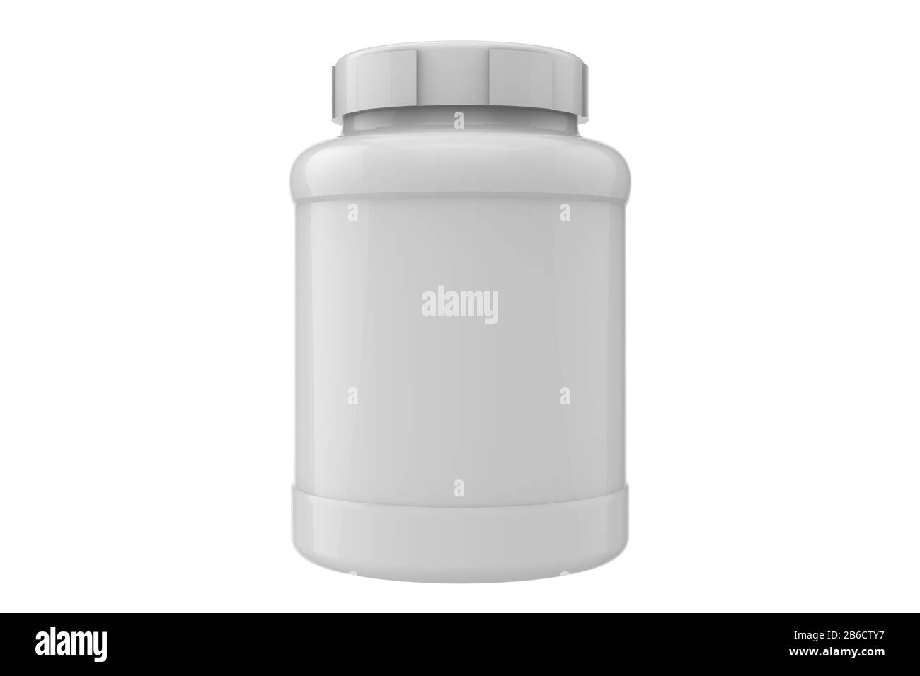 3D supplemento vaso mockup su sfondo bianco, vaso bianco con tappo bianco Foto Stock