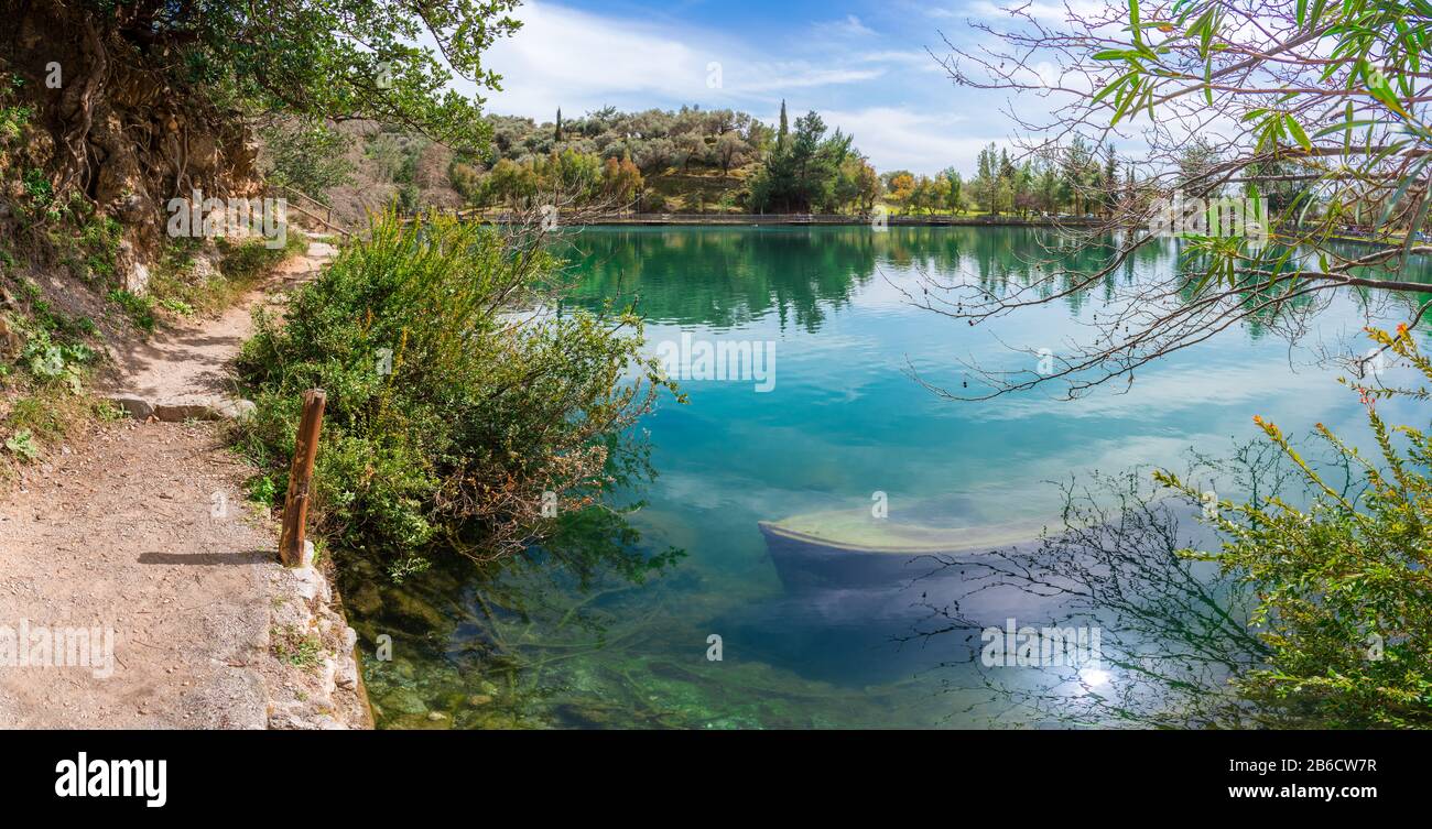 Lago di Zaros in primavera, Creta, Grecia. Foto Stock