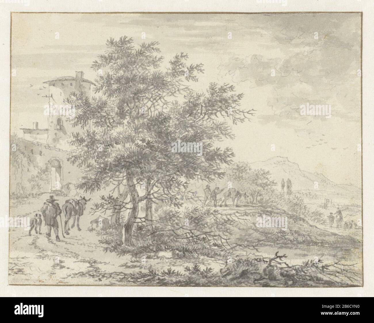 Paesaggio montagnoso paesaggio Montagnoso tipo di oggetto: Disegno numero Oggetto: RP-T-1884-A-379 Produttore : disegnatore: Adriaan van der cavo Data: 1641 - 1705 caratteristiche Fisiche: Penna in grigio, grafite, pennello in grigio materiale: Carta inchiostro grafite Tecnica: Dimensioni penna / pennello: H 130 mm × W 169 mm Foto Stock