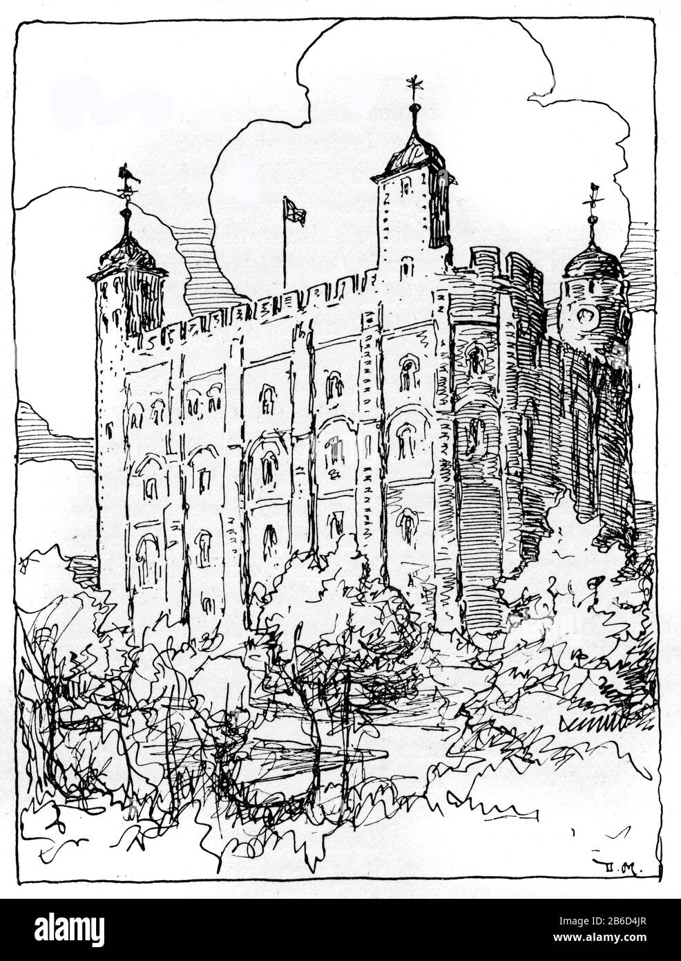 La Torre Bianca, Torre Di Londra, Londra, C1926. Di Donald Maxwell (1877-1936). La Torre di Londra, ufficialmente il Palazzo reale Di Sua Maestà e la Fortezza della Torre di Londra, fu fondata verso la fine del 1066 come parte della conquista normanna dell'Inghilterra. La Torre Bianca è la torre centrale (la vecchia torre) presso la Torre di Londra. Fu costruita da Guglielmo il Conquistatore durante i primi anni 1080s, e successivamente estesa. Foto Stock