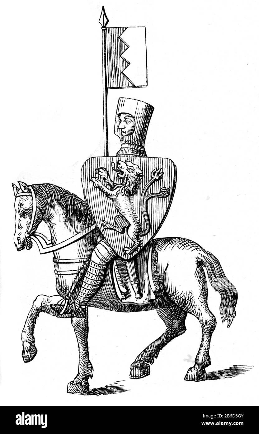 Simon de Montfort, finestra nella Cattedrale di Chartres, c1231. Simon de Montfort, 6° conte di Leicester (c1208-1265), nobile di origine francese e membro della peerage inglese, che condusse l'opposizione baronale al dominio di re Enrico III d'Inghilterra, culminando nella seconda guerra dei baroni. Foto Stock