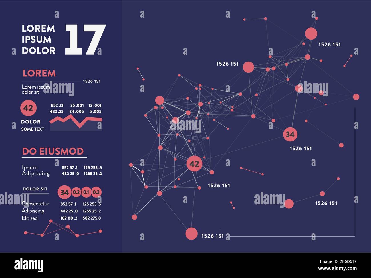Infografica futuristica. Informazioni design estetico. Visualizzazione grafica di thread di dati complessi. Grafico dati astratti Illustrazione Vettoriale