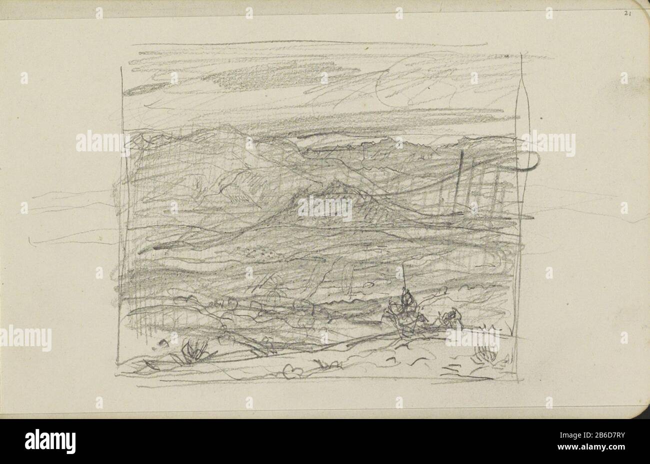 Paesaggio di montagna pagina 21 da uno sketchbook con 15 bladen. Produttore : artista Marius Bauer Data: 1902 caratteristiche Fisiche: Matita materiale: Matita oggetto: Montagna Foto Stock