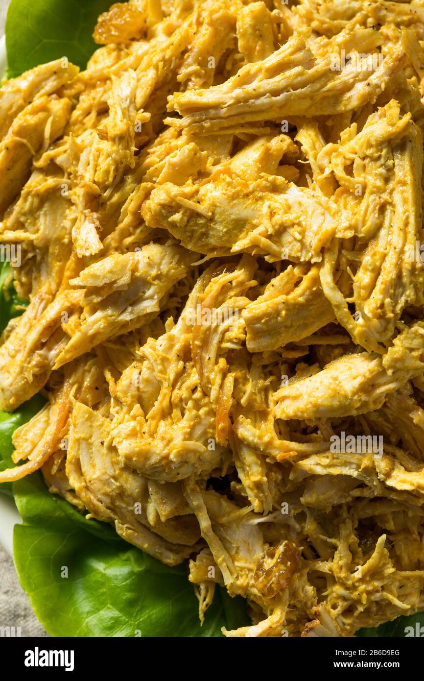 Pollo All'Incoronazione Fatto In Casa Con Lattuga Pronto A Mangiare Foto Stock