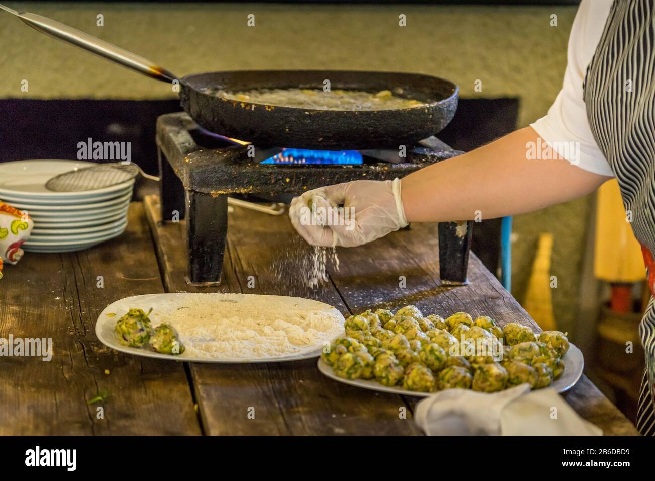 demostate in lezione di cucina Foto Stock