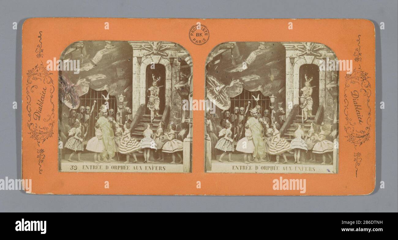 La serie 'Les Diableries 'scene della vita quotidiana in inferno, inteso come commento moralistico e satirico sul regime autoritario di Napoleone III Francia. Le scene sono state meticolosamente prodotte da argilla e poi con una fotocamera stereo gefotografeerd. Produttore : fotografo: Anonymous publisher: Adolphe Block (proprietà in elenco) Fabbricazione Del Luogo: Fotografo Francia Editore: Parigi Data: 1868 - 1873 caratteristica Fisica: Stampa ad albume tagliata e perforata, montata sulla carta trasparente colorata a mano; tra cartone goffrato materiale: Carta fotografica, cartone carta Tecnica: Foto Stock