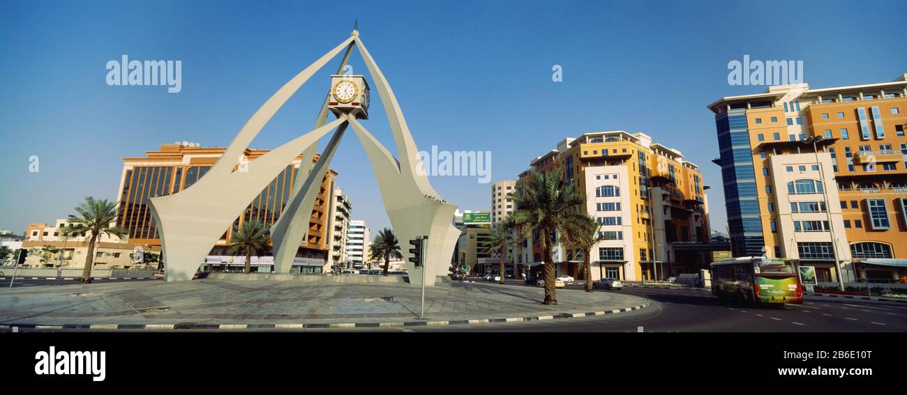Monumento A Una Città, Deira Clocktower, Al Rigga, Dubai, Emirati Arabi Uniti Foto Stock