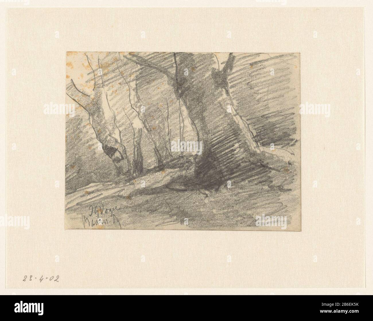 Alberi, Alberi di Baarn, Baarn Tipo Di Proprietà: Disegno numero Oggetto: RP-T 1915-55 Produttore : cartoonist John Gijsbert Bird (Proprietà elencate) Fabbricazione Del Luogo: Baarn Appuntamenti: 1889 caratteristiche Fisiche: Gesso nero materiale: Gesso carta dimensioni: H 105 mm b × 140 mm Oggetto: Foresta, appalti di legno e legale Foto Stock