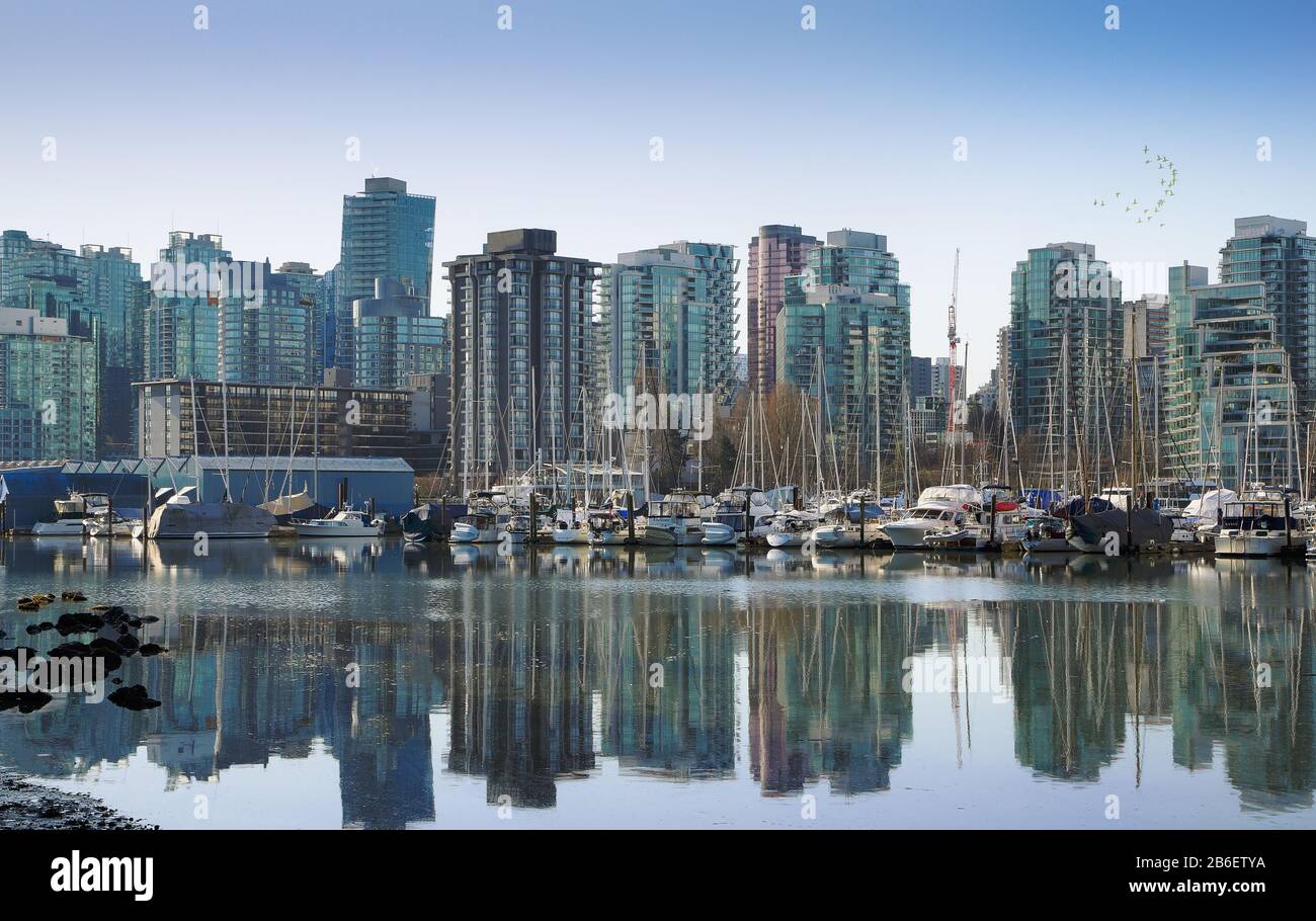 Vancouver paesaggio urbano riflessione. Foto Stock
