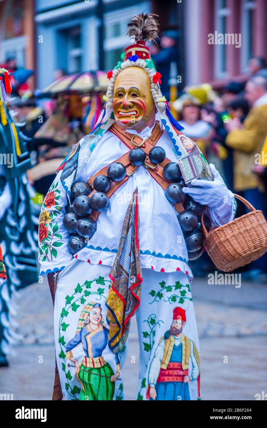 Partecipante al Carnevale di Rottweil in Rottweil , Germania Foto Stock