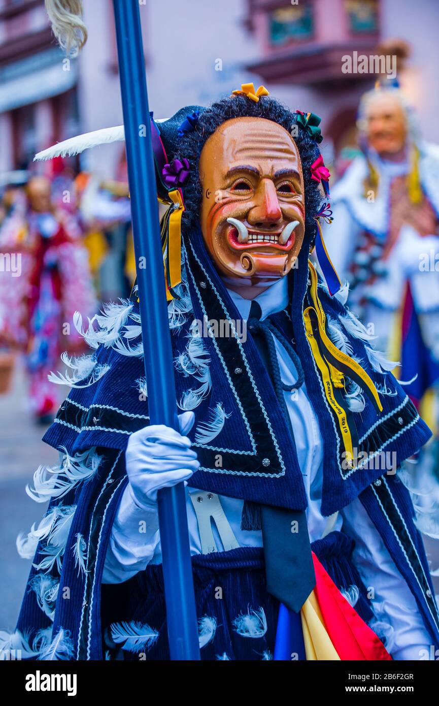 Partecipante al Carnevale di Rottweil in Rottweil , Germania Foto Stock