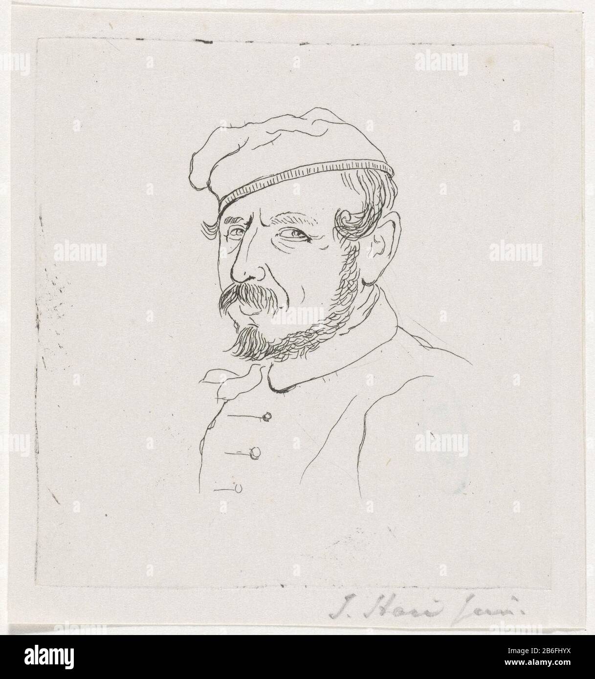 Busto a sinistra di un soldato Bust lasciato un soldato tipo di oggetto: Foto numero articolo: RP-P-1882-A 5958 Iscrizioni / marchi: Collector's mark, vero, stampato: Lugt 2228 Produttore : stampatore John Hari (II) Luogo produzione: Den Hague Incontri: CA. 1822 - 1887 caratteristiche Fisiche: Materiale di attacco: Carta Tecnica: Dimensioni attacco: Bordo piastra: H 90mm × W 86 mm Oggetto: Testa-ingranaggio Foto Stock