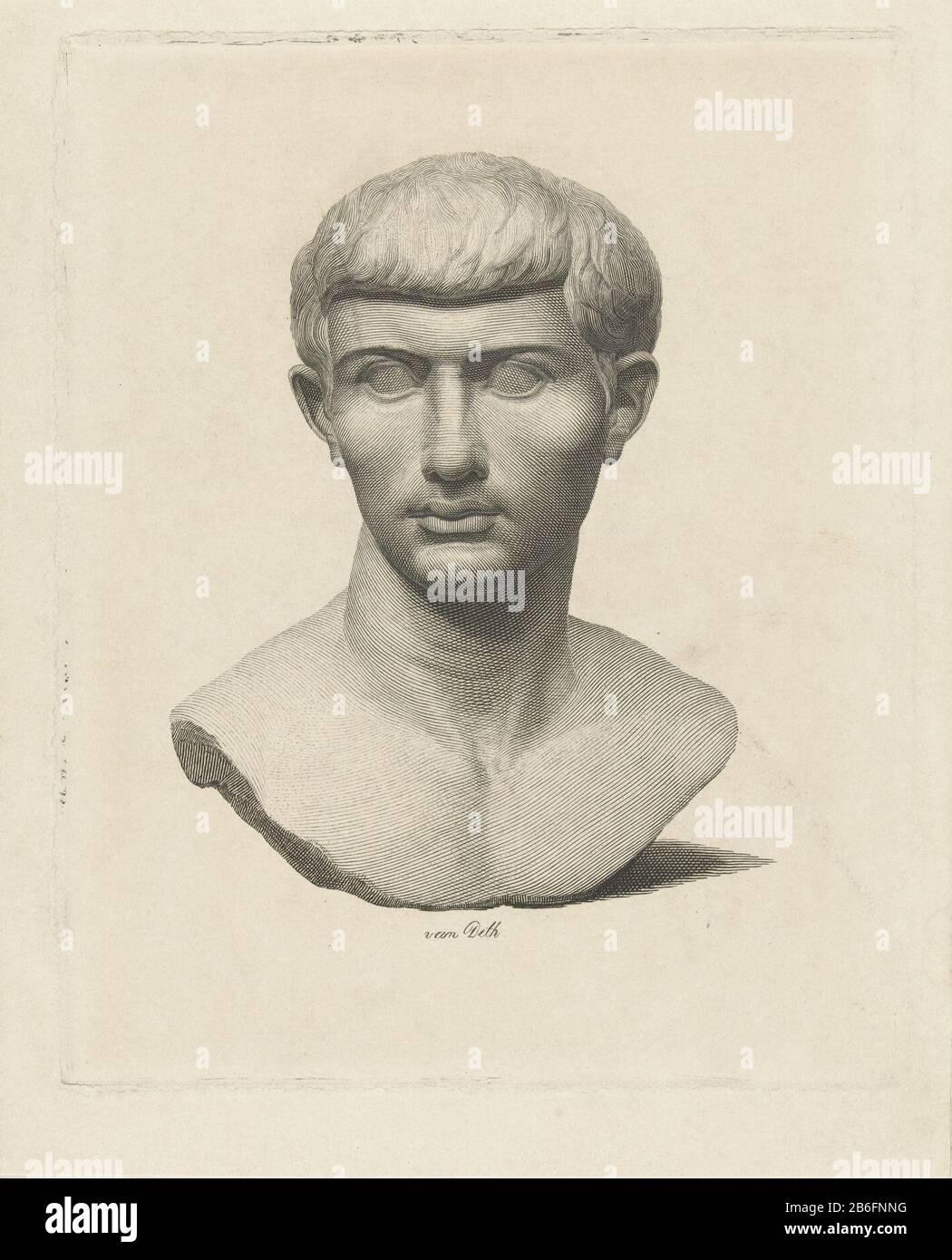 Busto scultura di man RP-P-1907-4566 Busto di scultura uomo Oggetto tipo : immagine numero articolo: RP-P-1907-4566 Iscrizioni / marchi: Collector's mark, vero, stampato: Lugt 2228 fabbricante : stampatore: Lubertus Teunis van DethPlats fabbricante: Olanda Data: 1824 - 1875 caratteristiche Fisiche: Engra materiale: Carta Tecnica: Engra (processo di Stampa) Misure del bordo: H 176 mm × W 142 mm Oggetto: Scultura, riproduzione di un pezzo di scultura Foto Stock