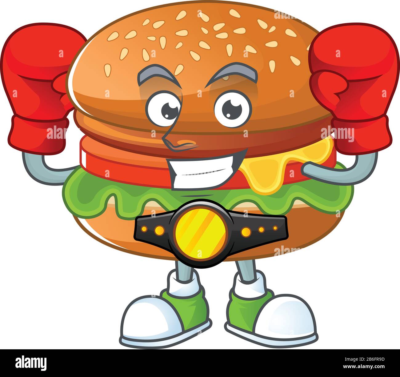 Una boxe sportiva di stile mascotte hamburger Immagine e Vettoriale - Alamy