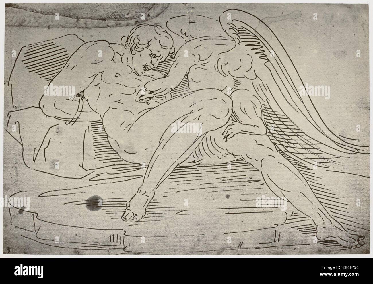 Cangiasi, Prometheus riproduzione fotografica del disegno 'The Reveley Collection of Drawings at Brynygwin' fig 25. Produttore :. Fotografo: Philip Henry Delamotte fotografo: T. Frederick Hardwichuitgever: Bell & Daddy dating: 1855 - 1858 caratteristiche Fisiche: Albumen stampa materiale: Carta carta cartone Tecnica: Albumen stampa dimensioni: Foto: H 218 mm × W 318 mm Oggetto: Disegno, disegno Foto Stock