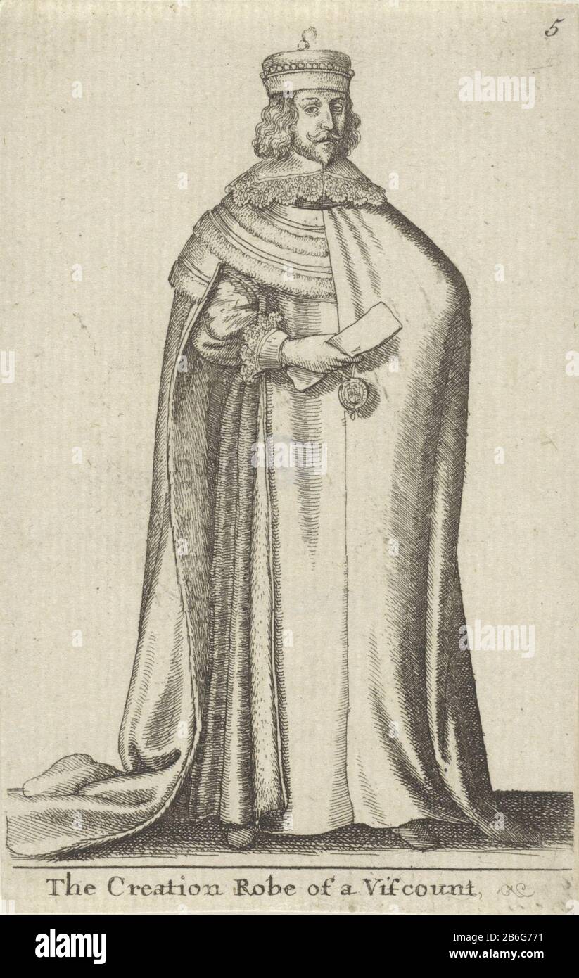 Abito cerimoniale di un burggraafLa Creazione di un abito cerimoniale della nobiltà inglese (titolo della serie) Tipo Di Proprietà: Picture numero articolo: RP-P-1938-693Catalogusreferentie: New Hollstein German (Hollar) 2537-2 (2) Pennington 1992-2 (2) Segni / marchi: Marchio del collezionista, vero, stampato: Lugt 2228 marchio del collezionista , vero, stampato: Lugt 789a Produttore : stampatore: Venceslao Hollar datazione: Dal 1617 al 1677 e / o 1662 e / o ca . 1732 caratteristiche Fisiche: Materiale di attacco: Carta Tecnica: Dimensioni di attacco: Foglio: H 116 mm × W 74 mmToelichtingD Foto Stock