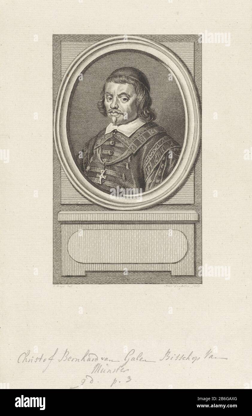 Christoph Bernhard von Galen, Vescovo di Münster Tipo Di Oggetto: Immagine numero articolo: RP-P-OB-62.630Catalogusreferentie: Collezione Rijksmuseum 1 (3) Nota: Tre stati nella collezione del Rijksmuseum etichettatura / marchio: Marchio del collezionista, verso in basso a sinistra, stampato: Lugt 240onderschrift, recto bottom center, scritto a mano, 'Christof Bernhard van Galen Bishop of Münster 9 D. P.3' Produttore : stampatore: Reinier Vinkeles (i) (mostrato sull'oggetto) a disegno di: Jacobus Acquista (indicato sull'oggetto) Luogo fabbricazione: Amsterdam Data: 1788 caratteristiche Fisiche: Incisione; materiale di prova: Tec paper Foto Stock