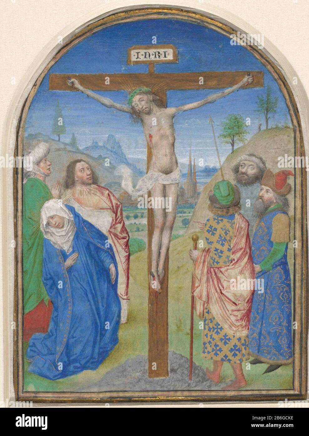 Cristo sulla foglia sciolto croce da un nord francese Ore 12 miniature rimanenti; gli altri 8 sono situati nella British Library Creator Manufacture: Disegnatore: Simon Marmion Dating: CA. 1460 - ca. 1470 caratteristiche Fisiche: Gouache materiale: Gouache pergamena (acqua) Misure: H × 104 mm b 78 mmToelichtingcat. Boon 1978 Nn. 4-7 Foto Stock