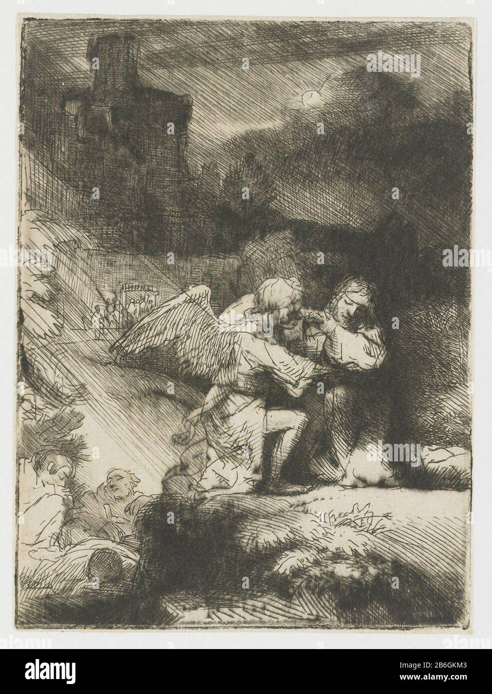 Cristo nel Giardino di Getsemani Cristo nel Giardino di Getsemani Oggetto tipo : immagine numero articolo: RP-P-OB-142Catalogusreferentie: New Hollstein Dutch 269-1 (3) Bartsch 75-1 (1) 75-1 Hollstein Dutch (1) Iscrizioni / marchi: Firma e data in basso a destra: Rembrandt f 165-' collector mark , vero in basso a sinistra, stampato: Lugt 240 Produttore : printmaker Rembrandt van Rijn (edificio elencato) nel suo progetto: Rembrandt van Rijn data: 1655 - 1659 caratteristiche Fisiche: Incisione e secco materiale: Carta Tecnica: Incisione / dry-point dimensioni: 111 mm × h b 83 mm Oggetto: Getsemane, Monte di Foto Stock