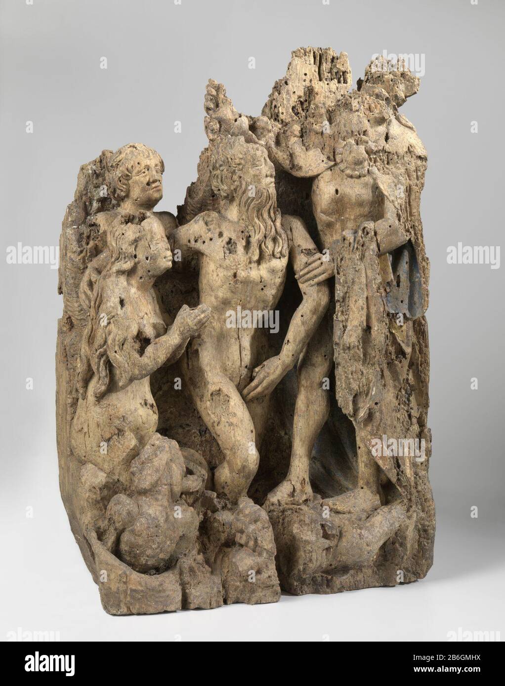 Cristo in limbo, la pala d'altare di Soest Christus, Wie: NS hoofd ontbreekt, staat iets schuin naar links op de rug van een ineengedoken, kruipend mostro incontrato opengesperde muil, Foto Stock