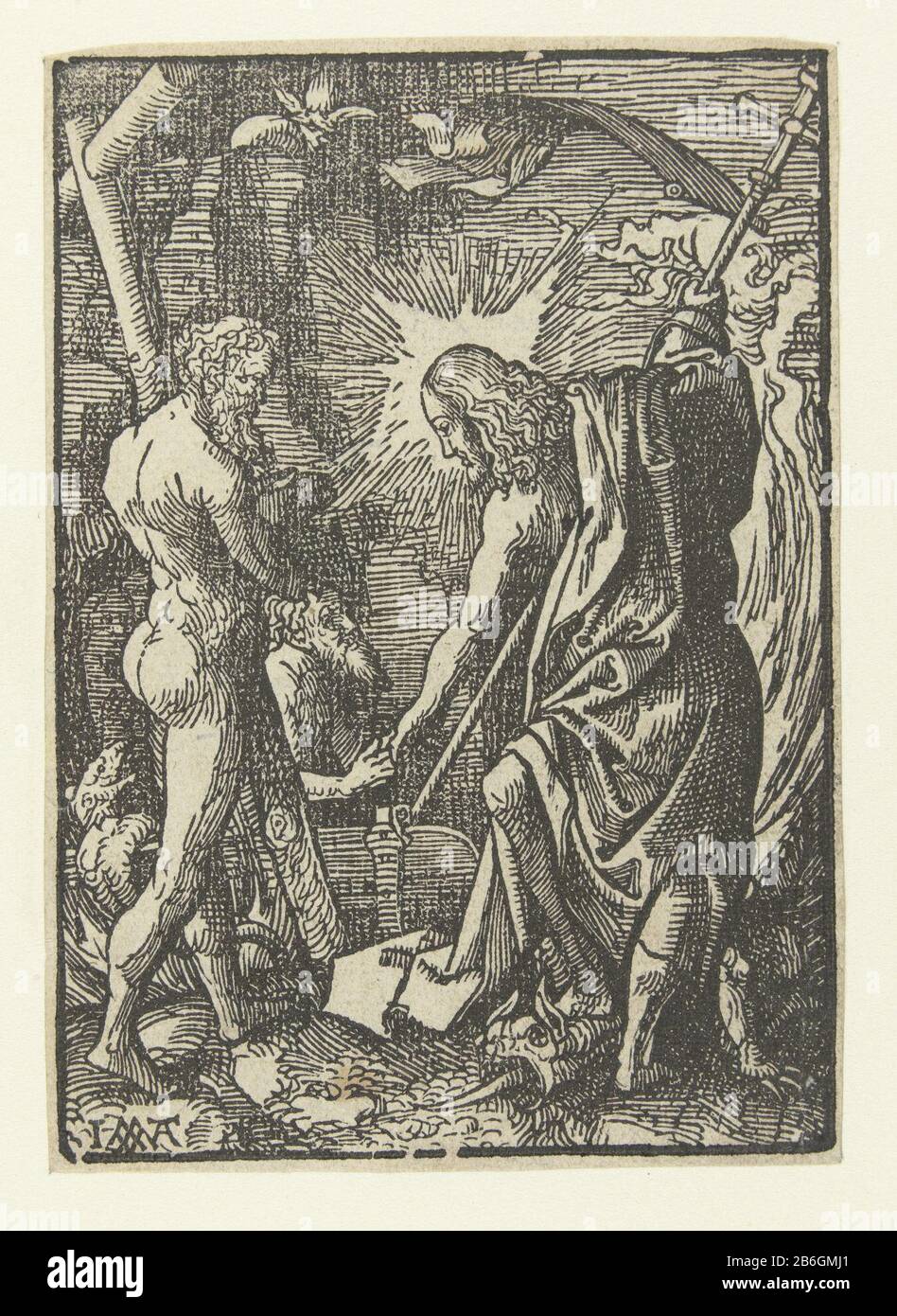 Cristo in limbo piccola Passione (titolo della serie) Da una serie di 66 stampe. Prova, nessun testo vero. Produttore : stampatore Jacob Cornelisz. Di Oostsanen (elencato sull'oggetto) Luogo fabbricazione: Paesi Bassi Data: 1520 - 1521 caratteristiche Fisiche: Legno materiale: Carta Tecnica: Legno dimensioni: Foglio: H 112 mm × W 80 mm Oggetto: Cristo arriva all'ingresso dell'inferno e rompe la porta (s) Foto Stock