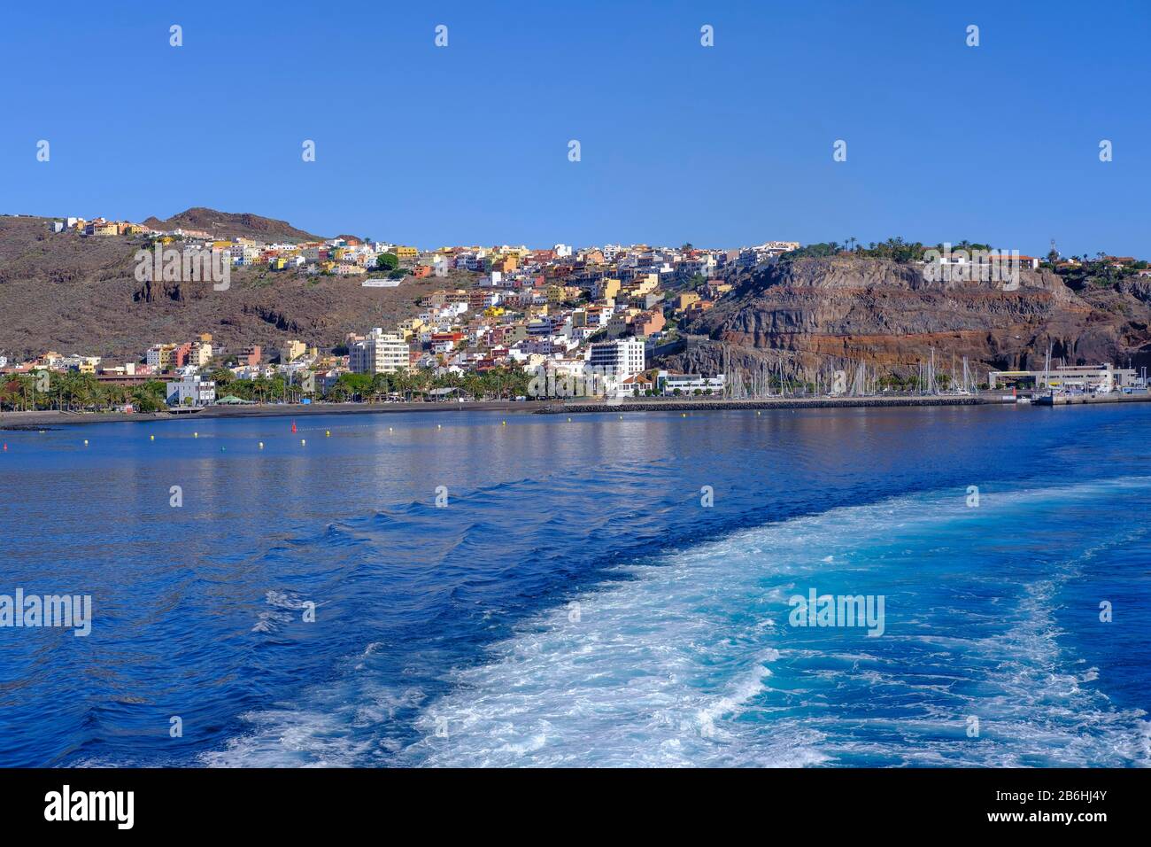 San Sebastian de la Gomera, visto dal mare, la Gomera, Isole Canarie, Spagna Foto Stock