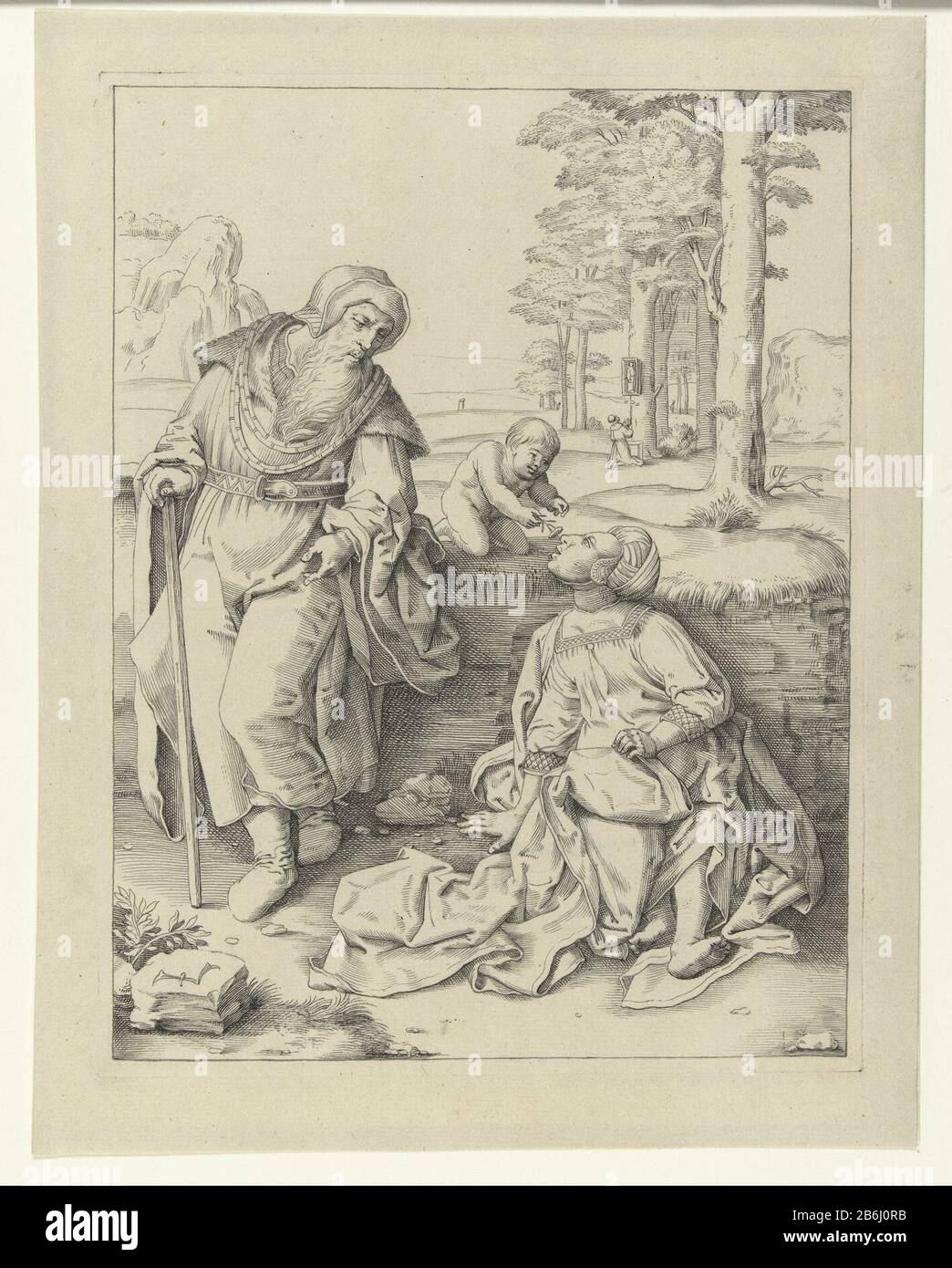 La Sacra Famiglia la Sacra Famiglia tipo di oggetto: Disegno numero Oggetto: RP-T 00-3597Catalogusreferentie: New Hollstein Dutch 39Opmerking: Copia Descrizione: Copia firmata da stampare, con bordo piatto premuto in esso. Santa famiglia vestita come pellicmi. Produttore : un disegnatore: Hendrick Hondius (i) (possibilmente) da stampare da: Lucas of Leyden (indicato sull'oggetto) Data: 1583 - 1649 caratteristiche Fisiche: Penna materiale da disegno: Carta dimensioni: Bordo della lastra: H 169 mm × W 130 mm Oggetto: Famiglia Santo (da solo), 'Trinitas terrestris' Foto Stock