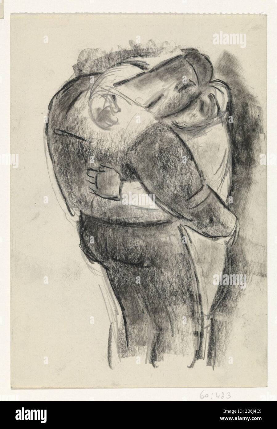 Il hugged L'Oggetto omhelsing tipo : disegno Oggetto numero: RP-T 1960-483 Produttore : artista Leo Gestel Data: 1891 - 1941 caratteristiche Fisiche: Matita, gesso nero materiale: Carta matita gesso dimensioni: H 196 mm × W 135 mm Oggetto: Abbracciare eachother, baciare Foto Stock