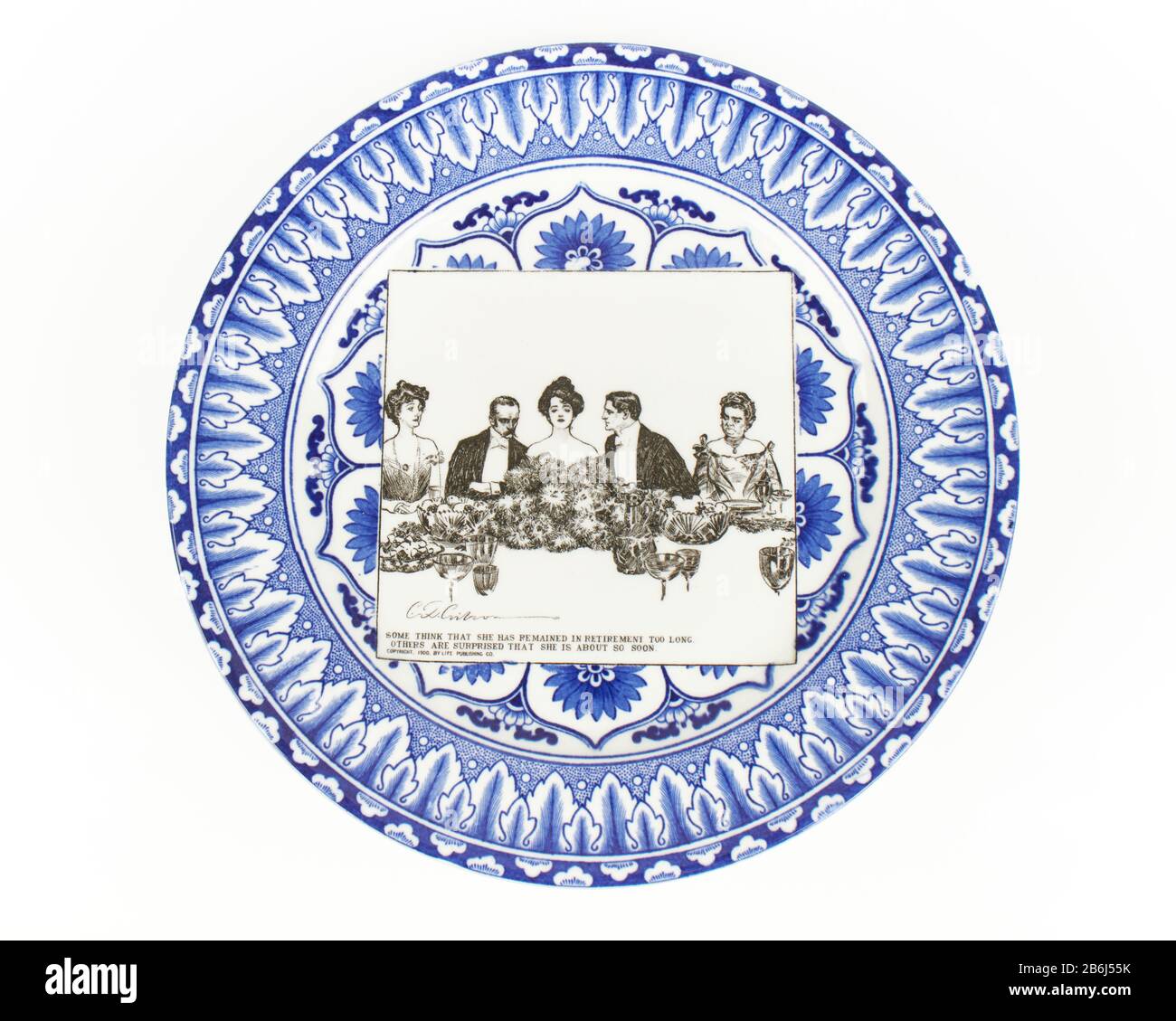 Antico 1900 Royal Doulton Gibson Girl piatto di ceramica progettato da Charles Gibson. Foto Stock