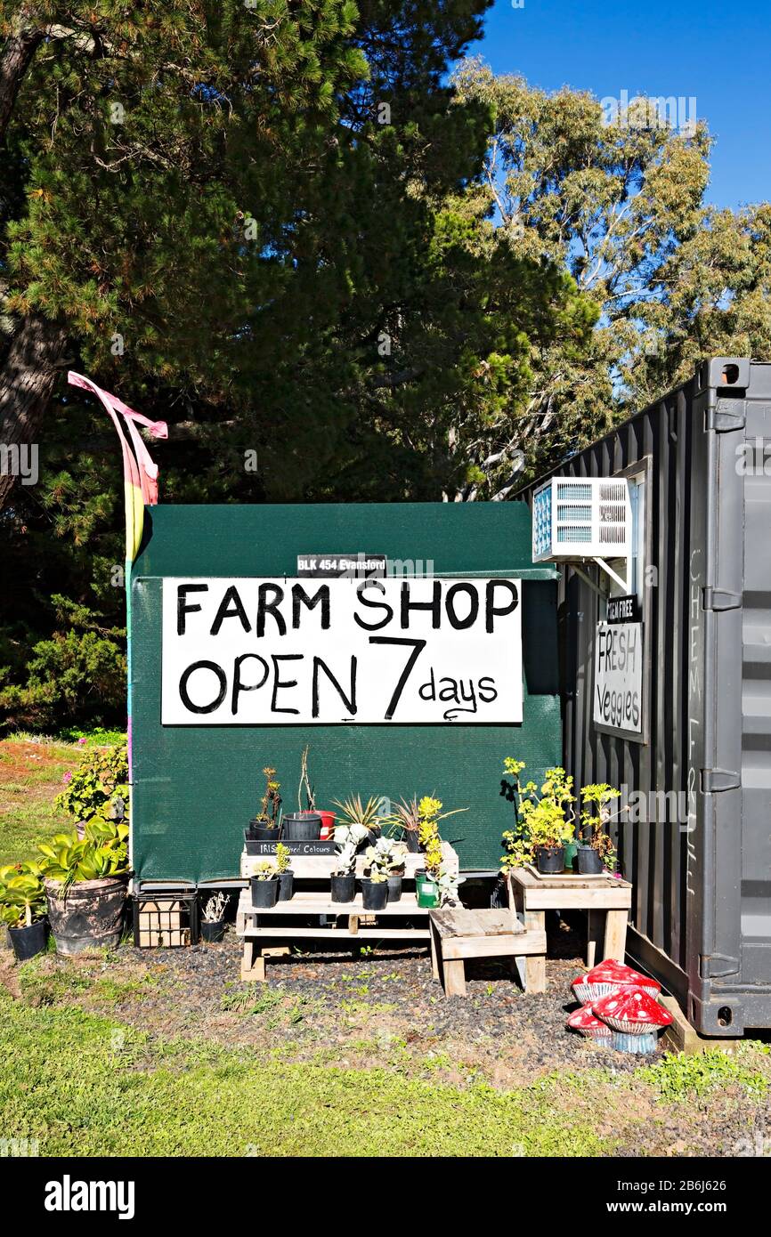 Market Gardens / prodotti chimici liberi per la vendita a Evansford Victoria Australia. Foto Stock
