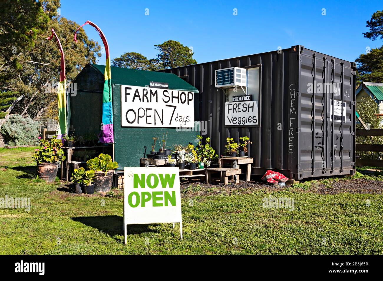Market Gardens / prodotti chimici liberi per la vendita a Evansford Victoria Australia. Foto Stock