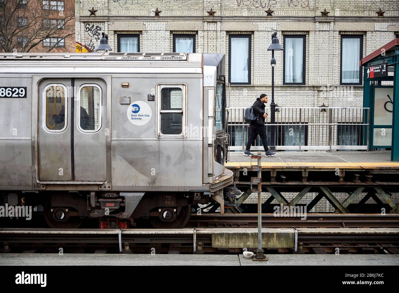 New York, quartiere Brooklyn, stazione della metropolitana Marcy Avenue MTA Foto Stock
