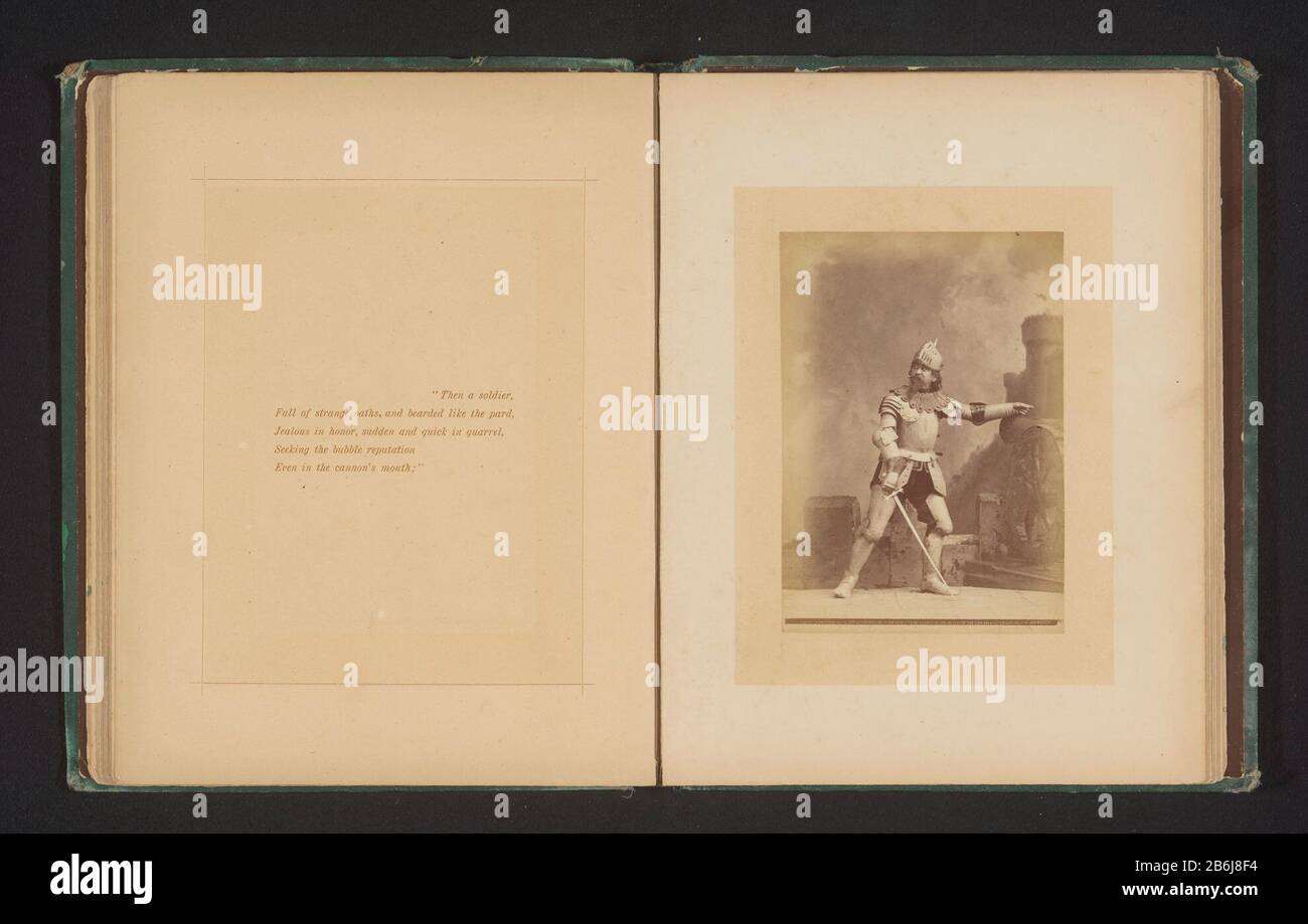 De soldaat uit le sette età dell'uomo - come ti piace van William Shakespeare il soldato delle sette età dell'uomo - Come Ti Piace by William Shakespeare Oggetto tipo: Foto pagina numero articolo: RP-F 2001-7-1422-5 Produttore : fotografo: J. Landy Data: CA. 1872 - o per 1877 Materiale: Carta Tecnica: Albume dimensioni di stampa: Foto: H 139 mm × W 97 mm Oggetto: Personaggio storico soldato; la vita di un soldato adulto mantheater, spettacolo teatrale Foto Stock