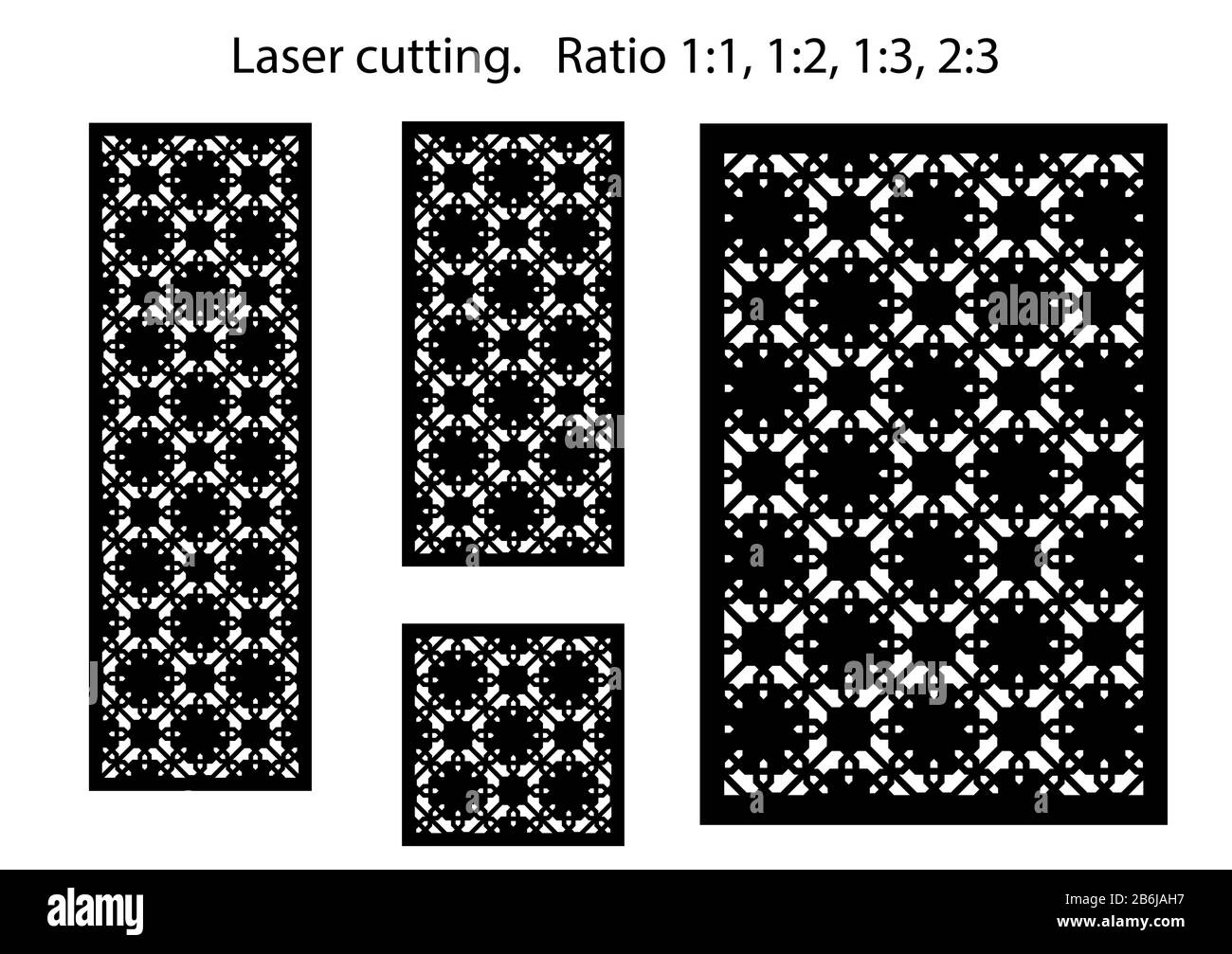 Set di pannelli vettoriali decorativi per taglio laser. Illustrazione Vettoriale