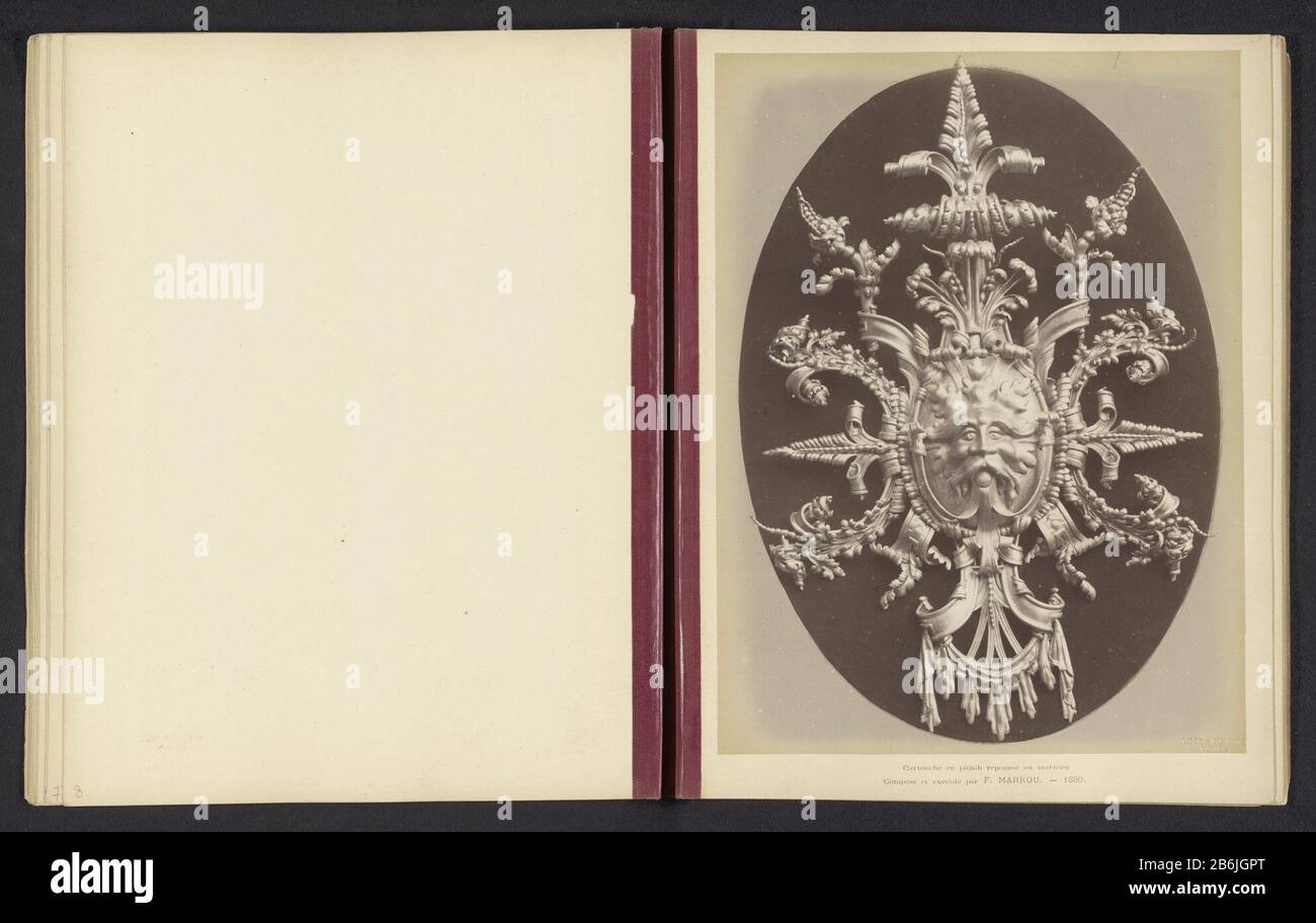 Scudo decorativo con un leone e piombo bladmotievenCartonche e plomb repoussé an marteau (oggetto titolo) Tipo Di Proprietà: Foto numero articolo: RP-F 2001-7-463-9 Iscrizioni / marchi: Nome, recto in rilievo 'Witz & cie Phot. Rouen'opschrift, recto, stampato: 'Execute Composé et par F. Marrou.' fabbricante : fotografo: Witz et Cie (edificio elencato) Datato: Circa 1880 - o per 1884 Materiale:. Carta fotografica Tecnica: Albume dimensioni di stampa: Foto: H 277 mm × W 208 mm Oggetto: Ornamento derivato dalla pianta testa del leone  ornamento Foto Stock Scudo decorativo con un leone e piombo bladmotievenCartonche e plomb repoussé an marteau (oggetto titolo) Tipo Di Proprietà: Foto numero articolo: RP-F 2001-7-463-9 Iscrizioni / marchi: Nome, recto in rilievo 'Witz & cie Phot. Rouen'opschrift, recto, stampato: 'Execute Composé et par F. Marrou.' fabbricante : fotografo: Witz et Cie (edificio elencato) Datato: Circa 1880 - o per 1884 Materiale:. Carta fotografica Tecnica: Albume dimensioni di stampa: Foto: H 277 mm × W 208 mm Oggetto: Ornamento derivato dalla pianta testa del leone  ornamento Foto Stock