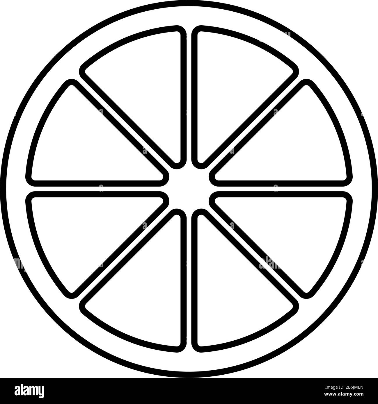 Fetta di contorno di limone. Icona vettore limone. Illustrazione Vettoriale