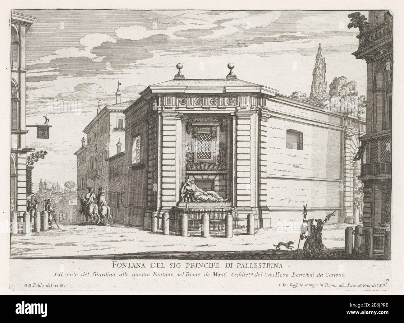 Dianafontein van de quattro Fontane Rome Fountain You Prince Pallestrina (titel op Object) Fountains of Rome (seriettel) Fonteinen van Rome (seriettel) Allocated right: 7. The print is part of a album. Produttore : stampatore Giovanni Battista Falda (edificio elencato) nella sua progettazione: Giovanni Battista Falda (edificio elencato) editore: Giovanni Giacomo de ' Rossi (elencato sull'oggetto) fornitore di privilegio: Innocent XII (proprietà elencata) Fabbricazione Del Luogo: Stampatore: Italia a proprio disegno: Italia Editore: Roma concedente di privilegio: Vaticano Data: 1653 - 1691 caratteristiche Fisiche: Materiale di incisione: Foto Stock